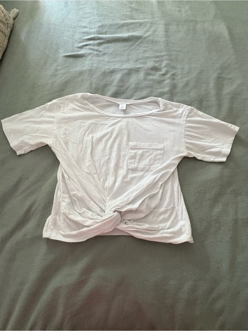 Twist Front Pocket Tee in White